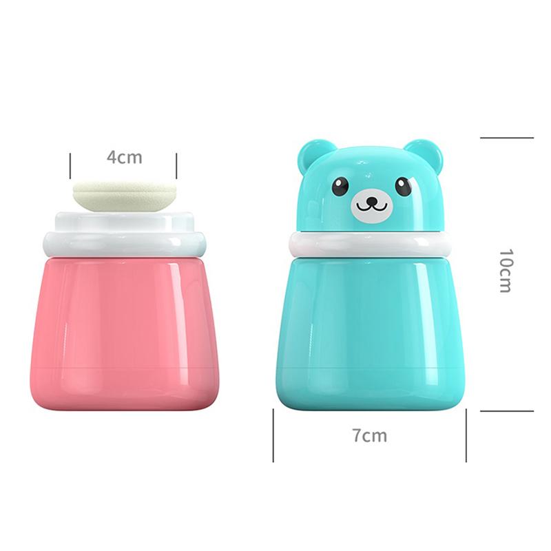 Children's Cute Cartoon Bear Baby Puff Box Talcum Powder Prickly Heat Powder Storage Box Portable Container Travel Daily Life
