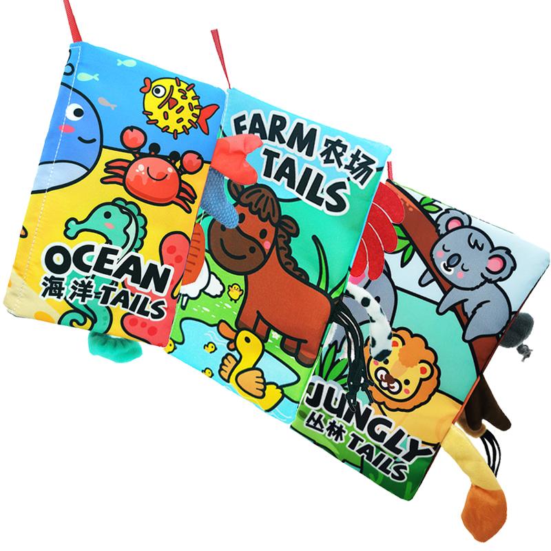 

Мягкие детские тканевые книги, книги с мятым хвостом на ощупь, набор тканевых книг для младенцев раннего возраста