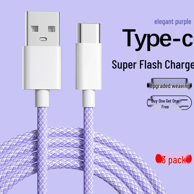 6A Fast Charge USB Type-C Cable for Huawei, Xiaomi, Redmi, Vivo, Honor