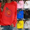 Damenmode Casual Print Rundhalspullover Lose Sport Tops Pullover