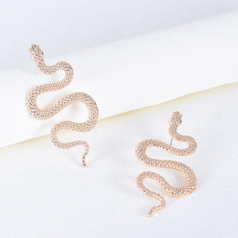 European Retro 3D Snake Shape Geometric Alloy Stud Earrings