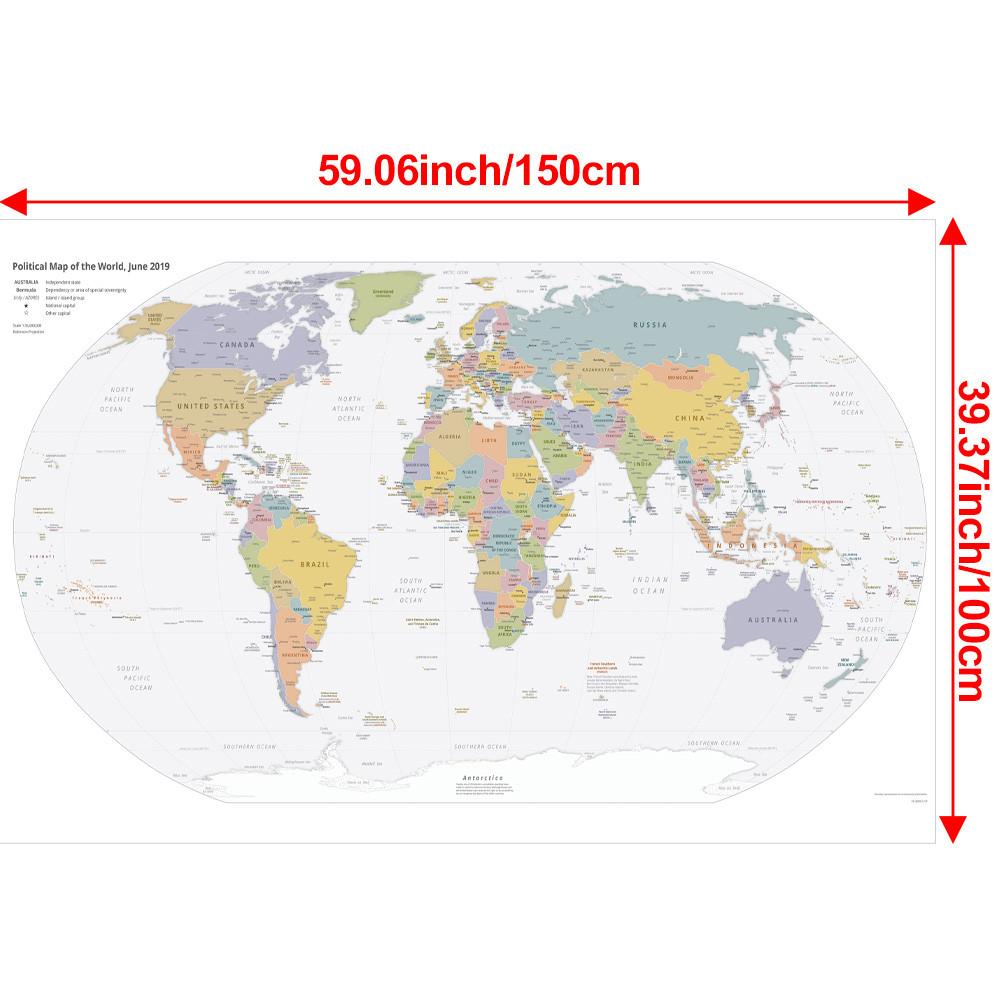 English Map Series-World Map-2019,Unframed Eduactional Poster,Wall Decor,Travel Supplies/Learning,World Map Wall Decor
