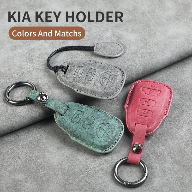 3 + 1 Buttons Leather Car Remote Key Case Cover Shell Fob For Hyundai for Kia Tucson Sonata Santa FE Carens Protector Key Fob