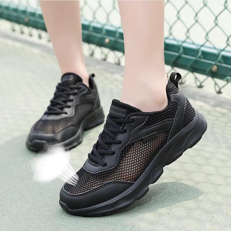 Black Non-slip Women's Shoes, Non-slip and Light Running Sports Shoes, Breathable Casual Travel Shoes, Comfortable Work Shoes