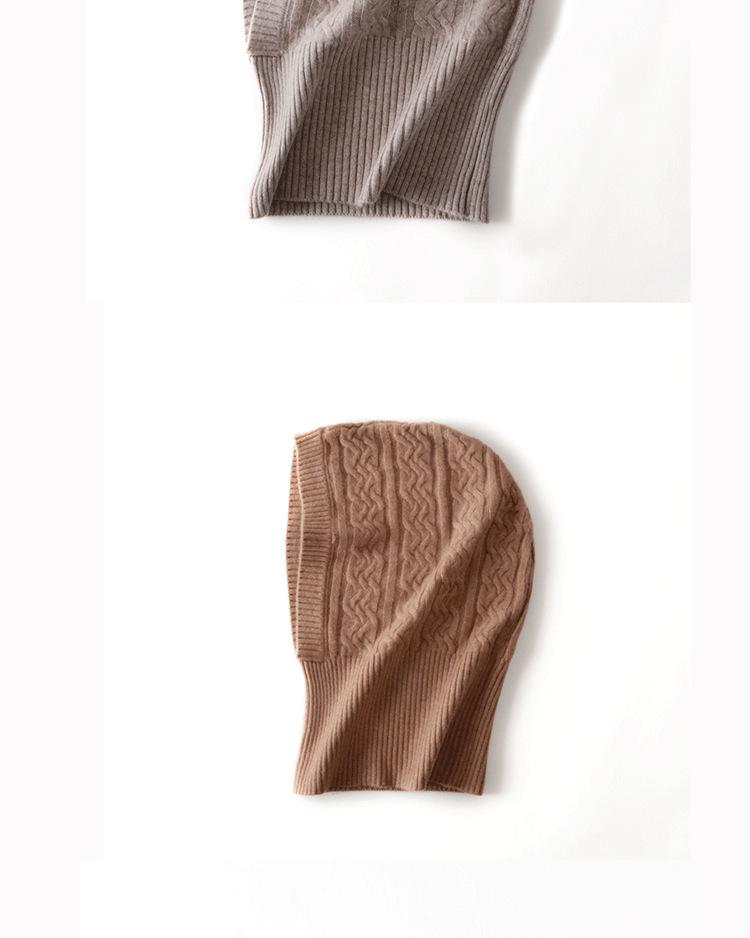 Women's Cable Knit Cashmere Hooded Scarf Hat – European, American, Japanese, and Korean Style