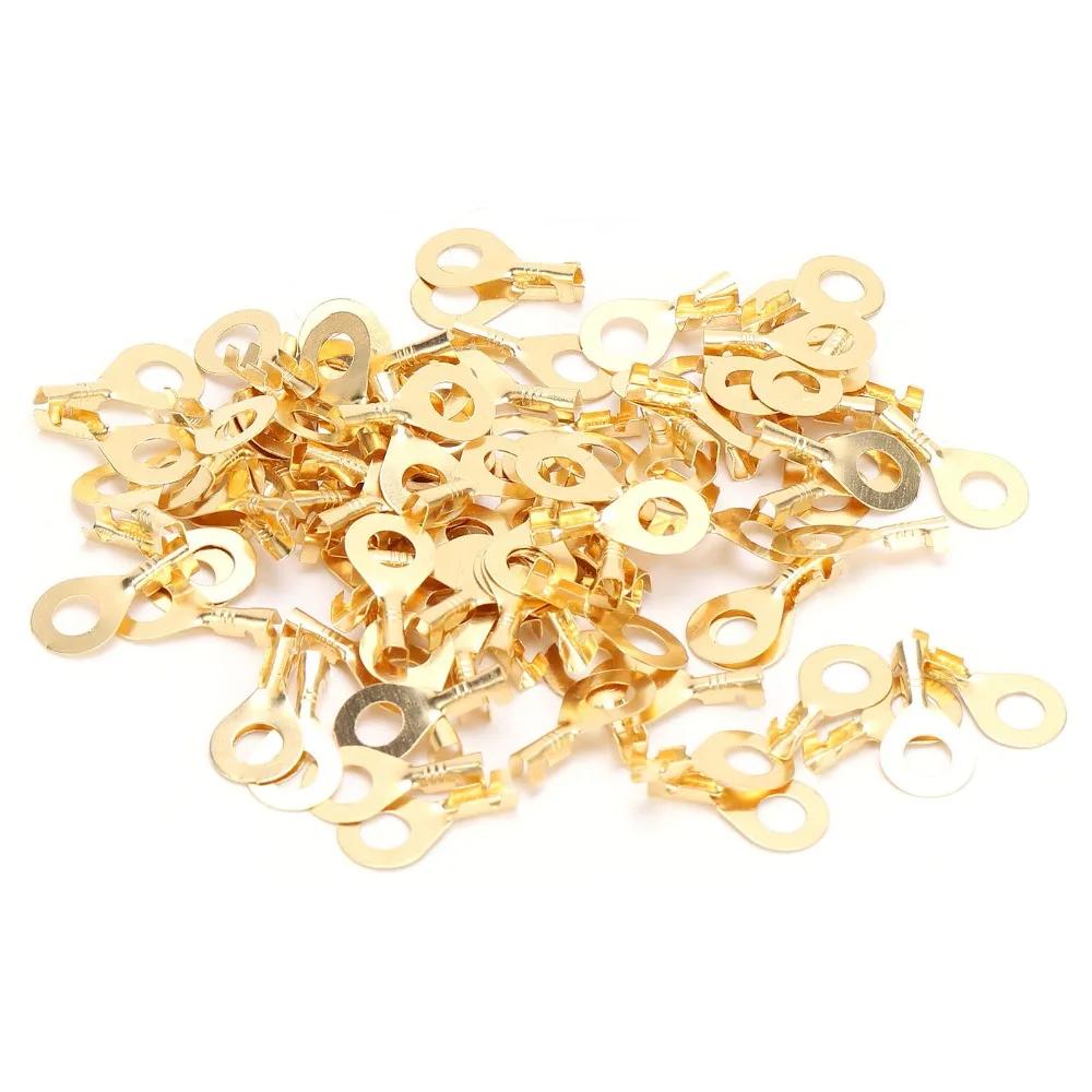 100Pcs M6 6.2mm Lug Ring Terminal Brass Sturdy Structure Eye Terminal Brass Eyelet Ring Terminal Low-frequency Working