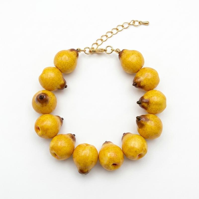 3D Fruit Beaded Bracelet Hypoallergenic Resin Hand Chain for Women Summer Seaside Trip Jewelry Accessories