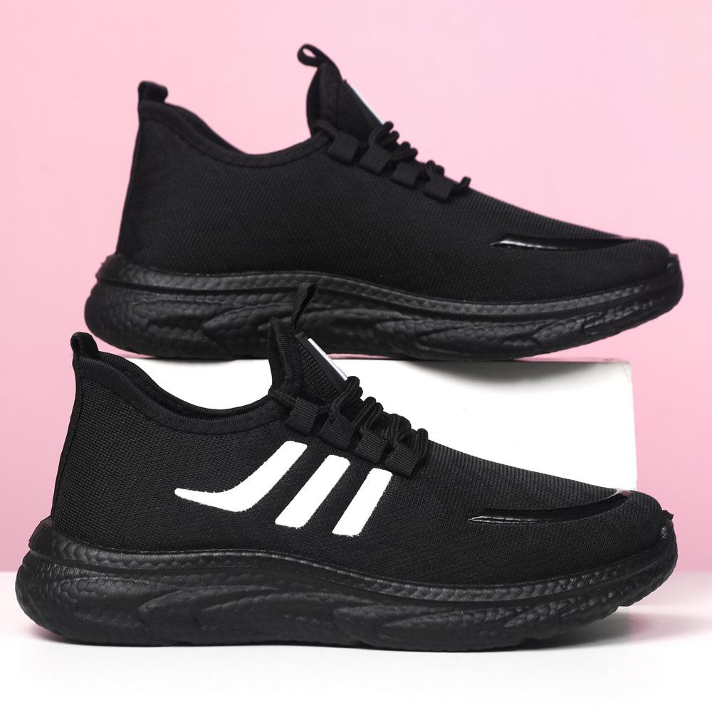 Sneakers Fashionable and Lightweight Running Shoes Comfortable Breathable Soft Sole Black Running Shoes Couple Trendy Shoes
