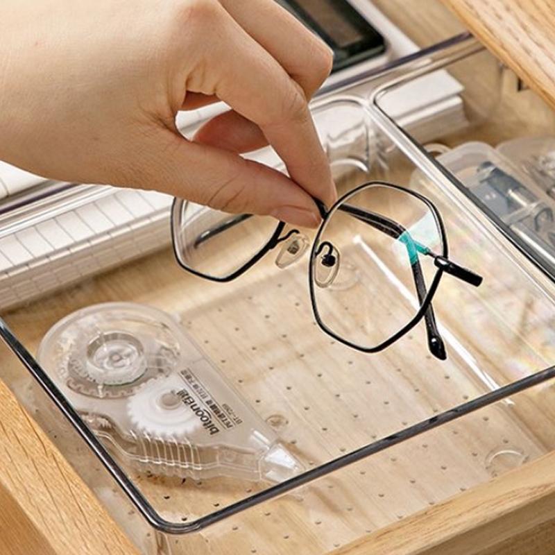 7PCS/Set Transparent Desktop Storage Box ins Desk Drawer Organizers Set Plastic Bathroom Sundries Makeup Cosmetic Organizer