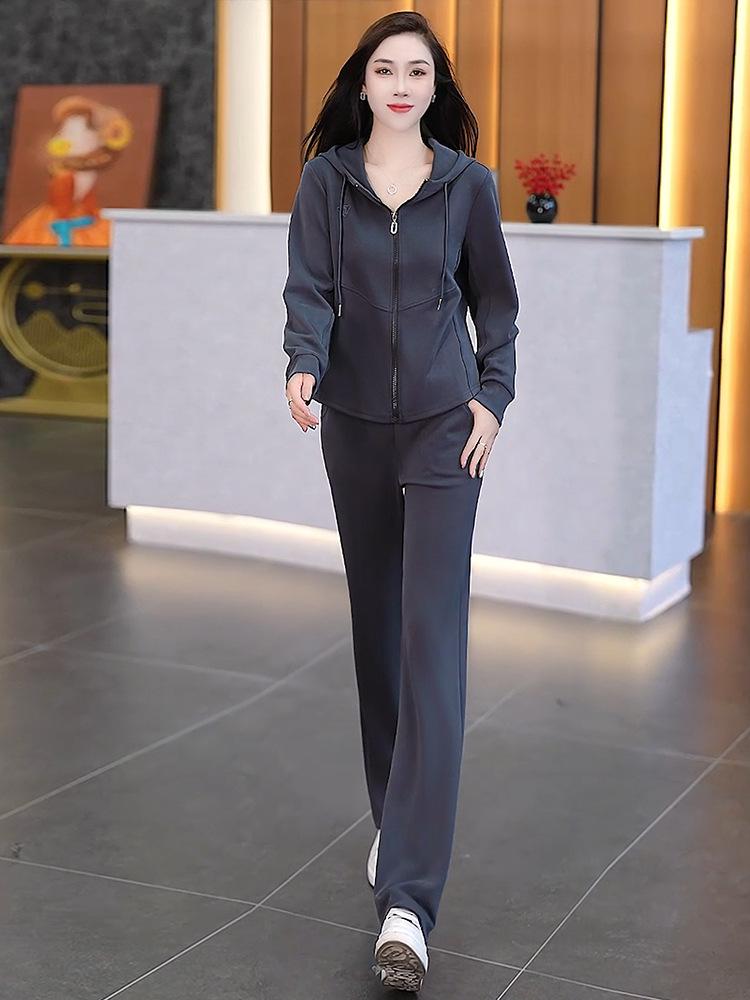 Women's Trendy Hooded Sweatshirt and Jogger Set - Spring/Autumn 2025