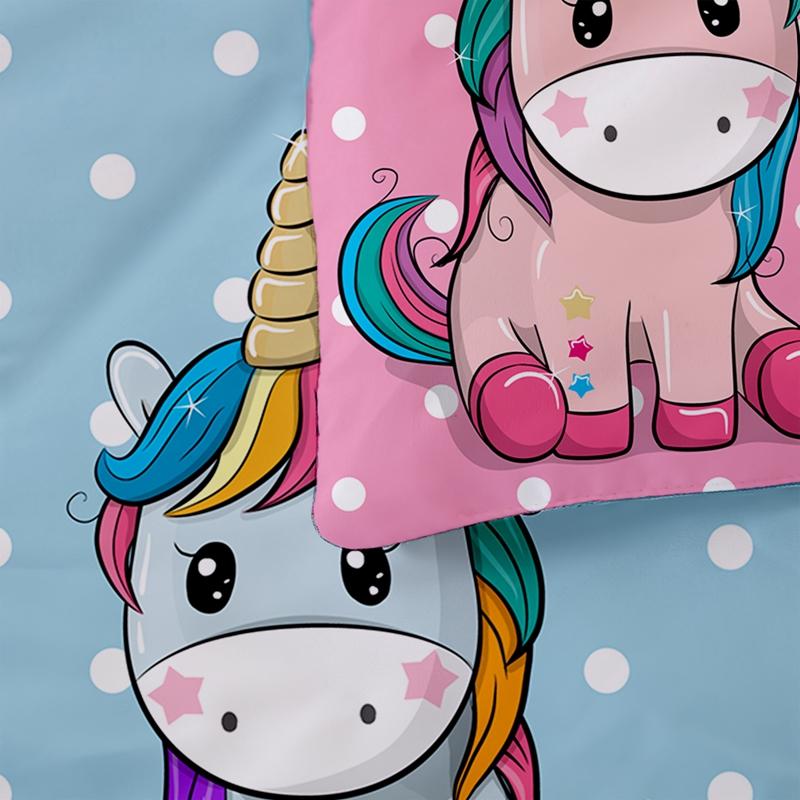 Unicorn Pink And Blue Cotton Duvet Cover Bed 150 Comforter Sets King Size Bedding Set Couple Bed Quilt Covers 220x240 Double