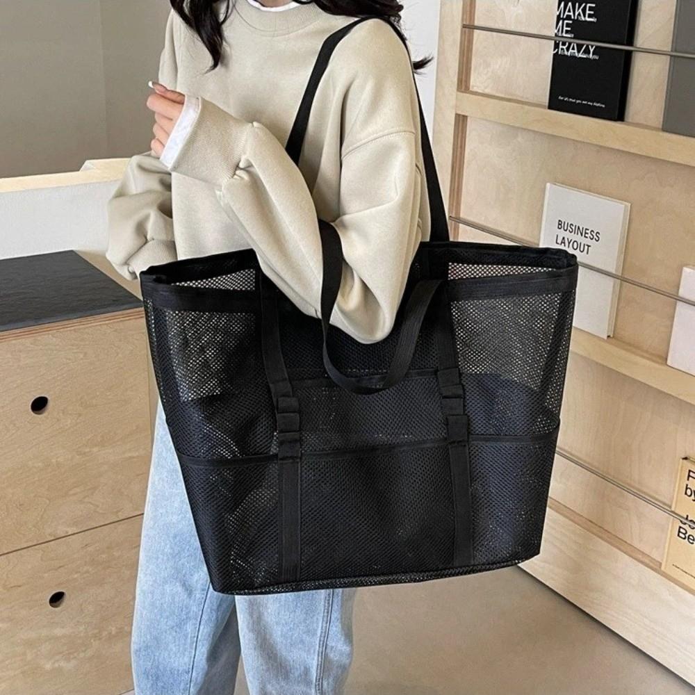 Portable Large Capacity Swimming Bag Multifunctional Hollow Makeup Storage Bag Mesh Beach Bags Women