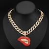 European and American Alloy Sexy Bite-shaped Lips Hip Hop Personalized Creative Pendant Hip Hop Cuban Chain Necklace