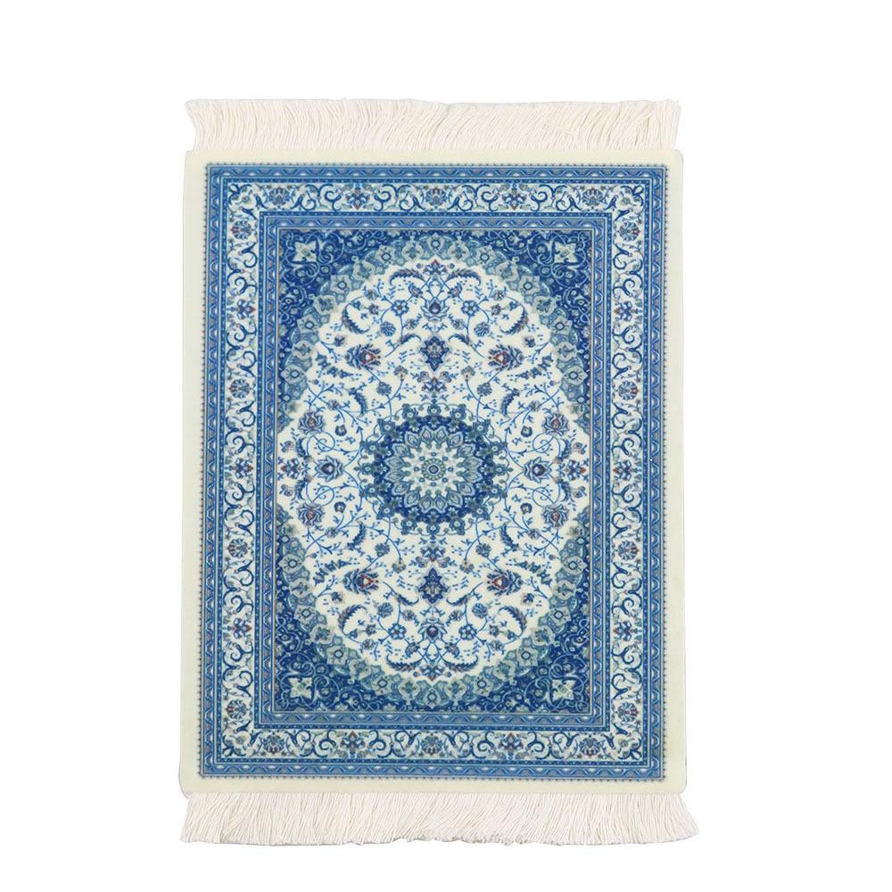 Persian Mini Woven Rug Mat Mouse Pad Vintage Style Rug Pattern Cup Laptop Mouse Pad with Edge Home Desk Decorative Coaster