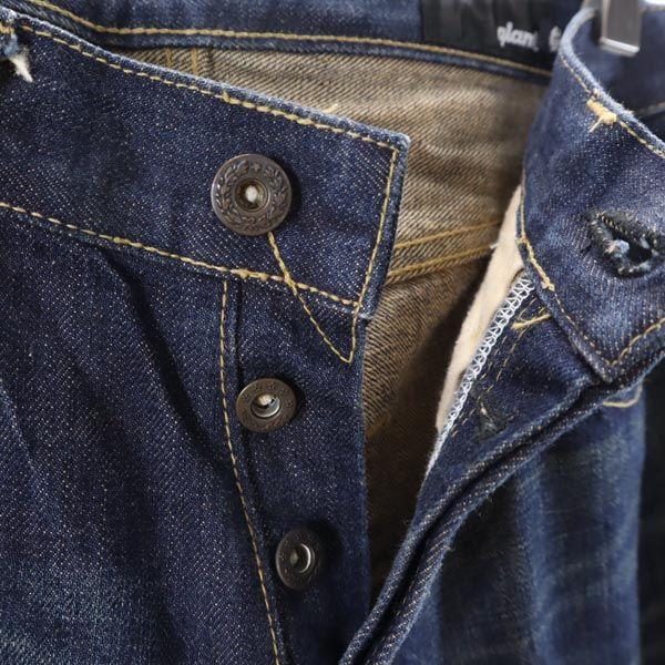 Glamb Red Ears Straight Denim Pants 1 Indigo Button Fly Jeans Men's Used