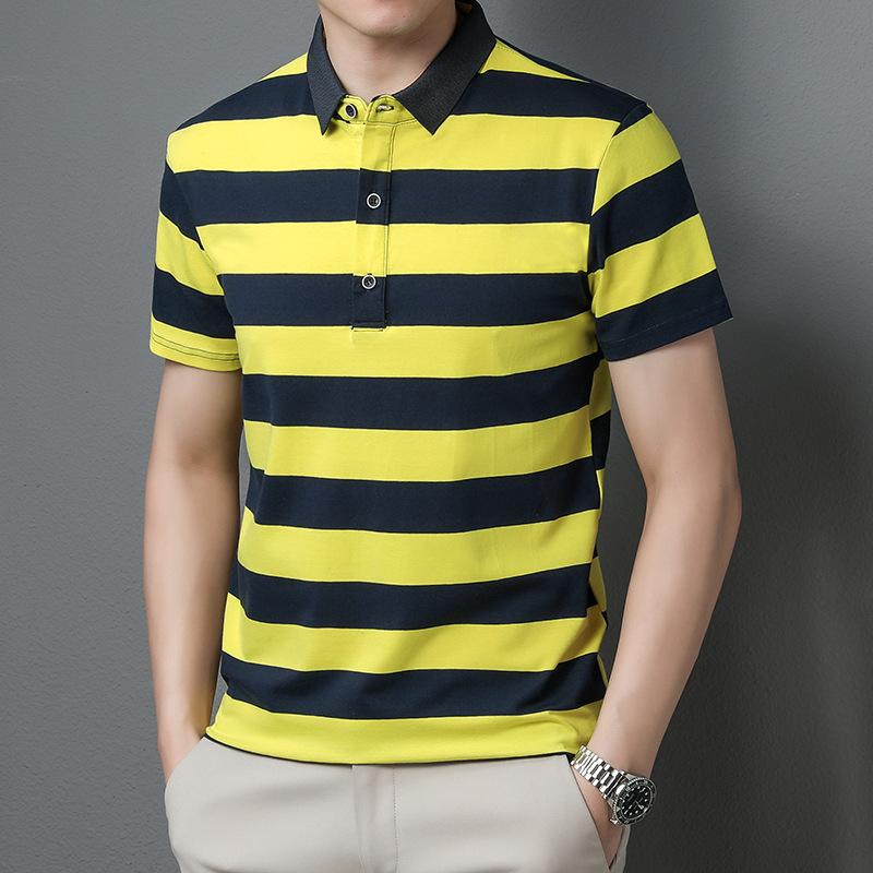 

New Men Clothes Summer Short Sleeve Fashion Lapel Polo Shirt Men Golf Polo Shirt Tops 3XL жовтий