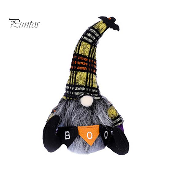 Striped Knitted Gnomes Halloween Plush Gnome Decoration, Spooky Boo Swedish Tomte Elf Figurine, Faceless Scandinavian Dwarf Ornament for Home