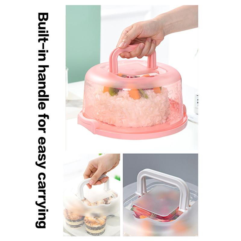 Plastic Round Cake Box Carrier Handle Pastry Storage Holder Dessert Container Cover Case Cake Accessories Food Storage Box
