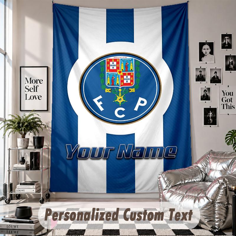 Custom Tapestry Wall Hanging, FC Porto Personalized Name Text Home Wall Decor