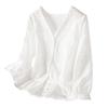 Cotton Embroidered Short Sleeve Shirt For Petite Women With V Neck And Floral Design
