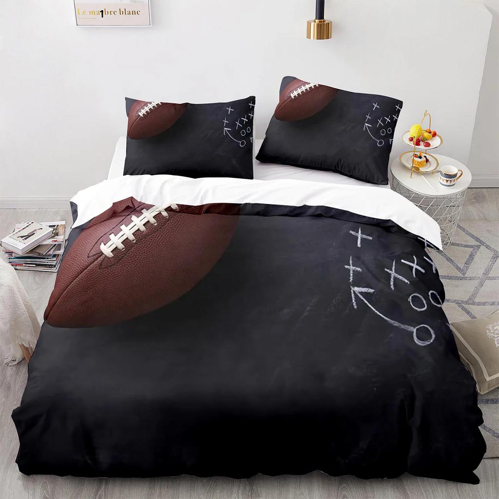 Premium Football Duvet Cover For Boys Girls Burning Football Microfiber Sports Games Theme Soft King Size Quilt Cover