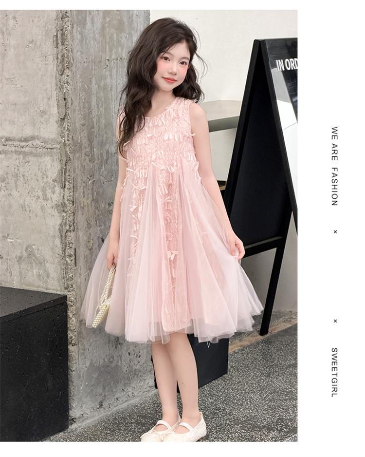 Girls' summer dress 2026 new style children's stylish sleeveless mesh princess dress girls' summer dress fluffy skirt