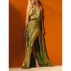Luxuriöses Damen-Korsett Party-Cocktailkleid Sexy Schulterfrei Träger Falten Schlitz Gast Promi Langes Kleid Promi-Ballkleid