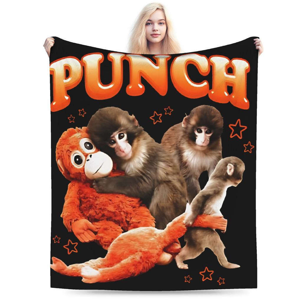 Sad Monkey Punch Blanket Soft Comfy Throw Blanket Winter Adults Girls Outdoor Camping Bedspread