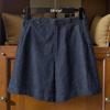 Sibaishe Women's High-Waist Washed Wide-Leg Denim Shorts