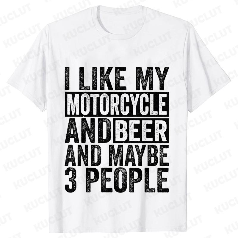 I Like My Motorcycle and Maybe 3 People T-Shirts Men Casual Loose Clothing Oversized Summer Fashion Tops Cartoon Mens Tshirts