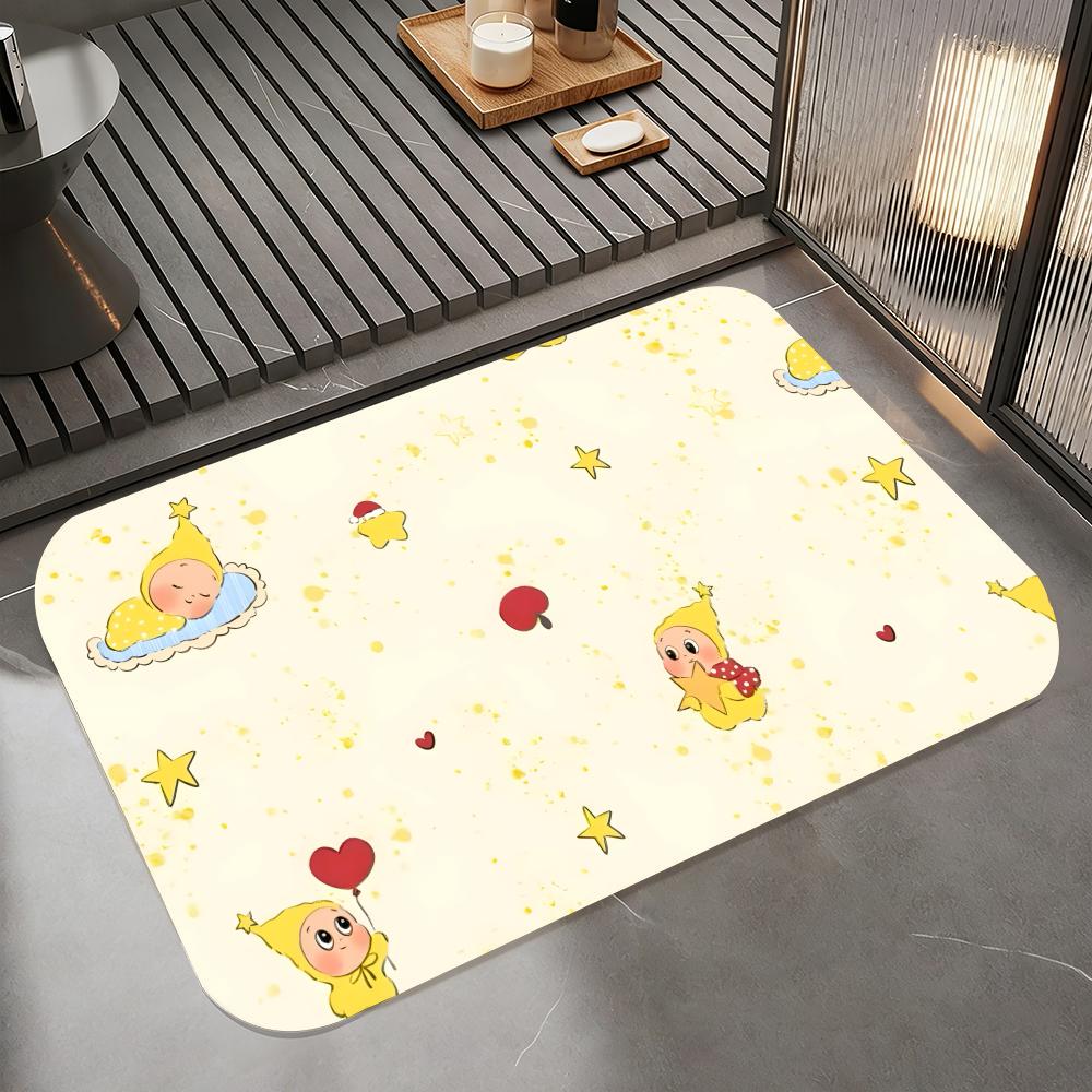 Anime T-twinkle Floor Mat Diatomite Bath Mat, Quick Dry Absorbent Non-Slip Door Mat