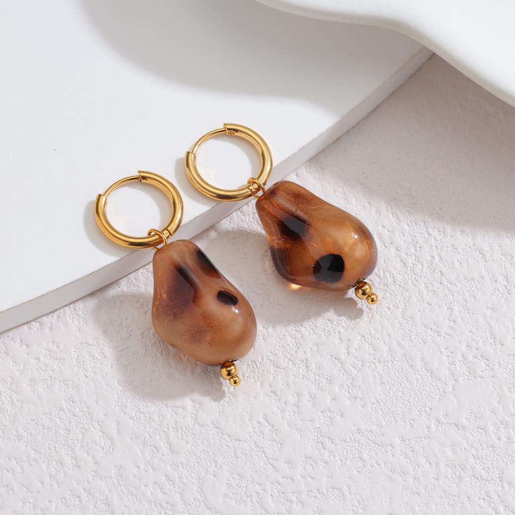 Atoztide Nouvelle Boucle d'Oreille Cœur Imprimé Léopard Vintage pour Femmes Acier Inoxydable Boucles d'Oreilles Statement Pierre Brillante Cadeau de Bijoux de Noël