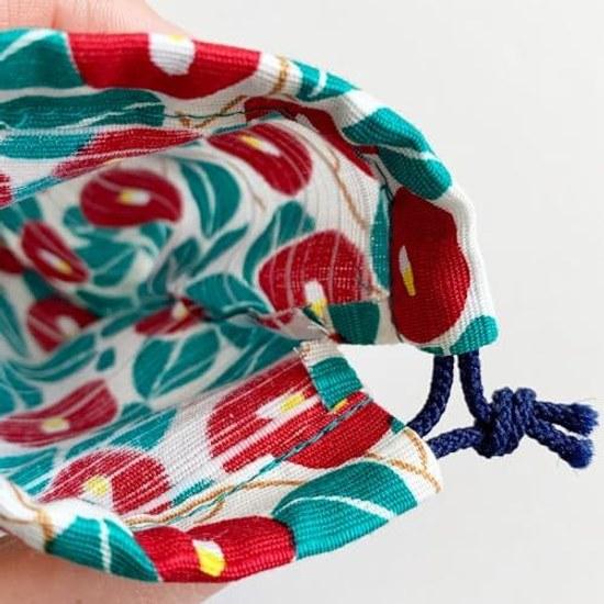 Kyosuke Made Japan Drawstring Pouch Mini Approximately 108 cm Amulet Holder Mamekin Kyoto Cotton Yumeji Camellia