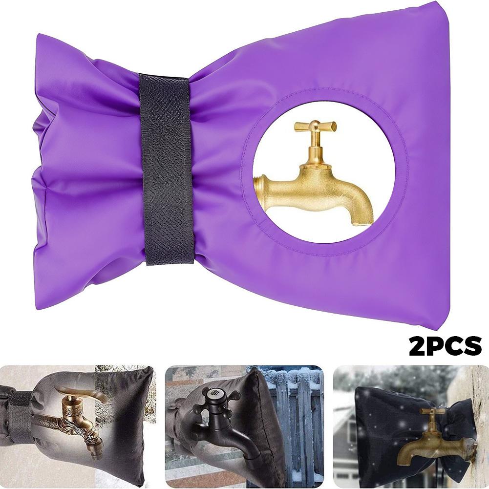 

2PCS Faucet Waterproof Freeze Protection Cover Winter Outside Garden Faucet Cover Protection Sock Reusable Tap Protector фіолетовий