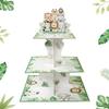 Jungle Animal Square Cake Stand Wild One Birthday Party Decor Kids Favors Gift Dessert Holder Jungle Safari Baby Shower Supplies