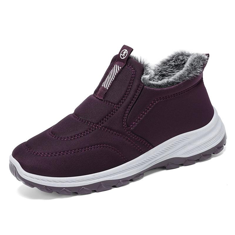 Men's Cotton Shoes, Winter Warm Cotton Boots, Men's and Women's Same Style, Piled and Thickened Middle-aged and Elderly Walking Boots, Non-slip Sno