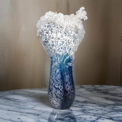 Vaso in Resina Tema Oceano Arte Artistica Fatto a Mano Decorazione da Tavolo per Casa e Ufficio Composizione Floreale