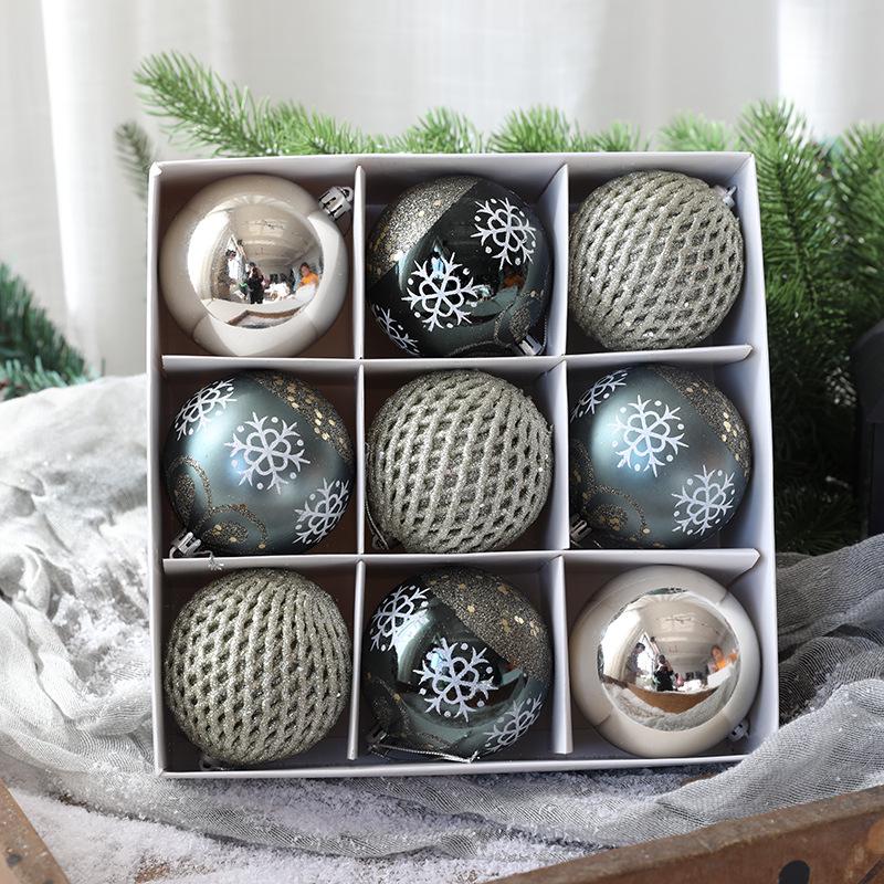 Colorful 8cm Painted Christmas Ornament Balls Gift Set - Festive Decorative Christmas Tree Baubles темно-зеленого