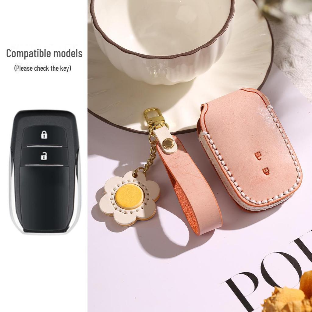 Handcrafted Leather Key Cover for Toyota Models (Asia Dragon, Camry, Senna, Corolla) - Mist Wax Vegetable-Tanned Cowhide