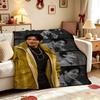 Stylish Man Yellow Jacket Portrait Pattern Blanket Warm Comfortable Fleece Blanket For Living Room Office Nap Lightweight Home Decor Halloween Gift