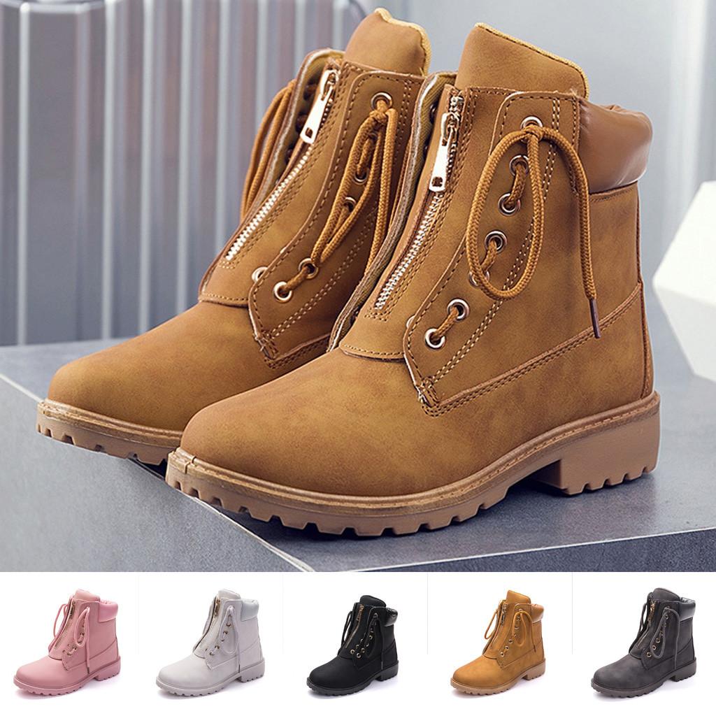 Botas de combate de trabajo de trabajo de tacón bajo de la puntera redonda  de las mujeres comprar a buen precio — entrega gratuita, reseñas reales con  fotos — Joom
