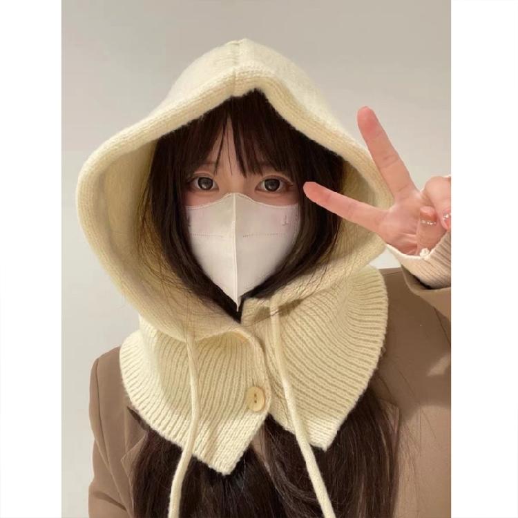 Adult Winter Beanies Hood Knit Balaclava Handmade Neck Protect Hat Casual Wear