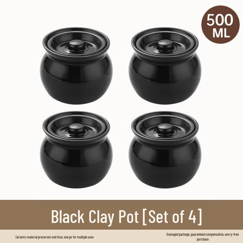 Individual Ceramic Double Boiler Stew Pot with Lid