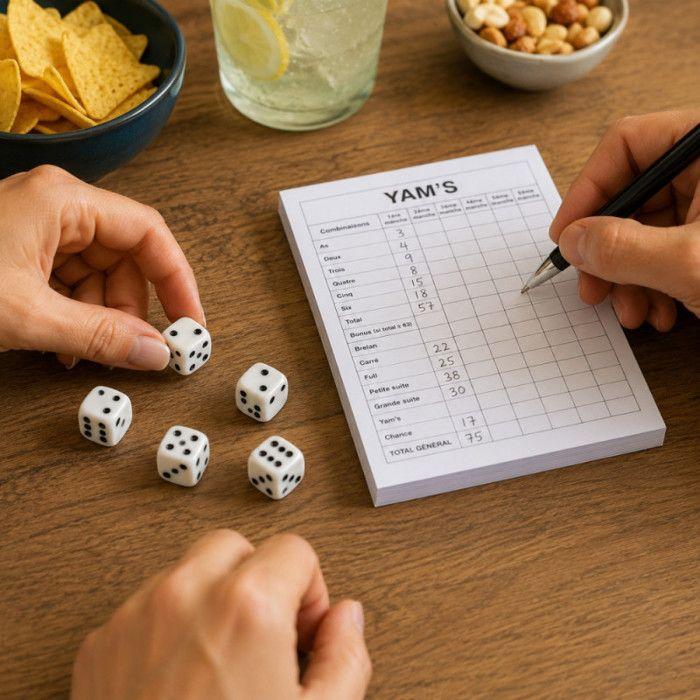 Yahtzee Game with 5 Dice and Score Pad 20 Sheets – Traditional Dice Game for Children and Adults, Family Board Game