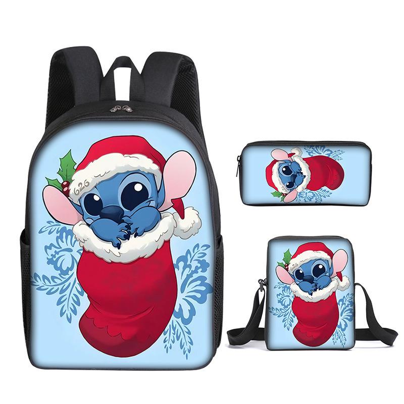 New Stitch Backpack, Stitch Three Piece Set, Elementary School Printed Cartoon Backpack, Shoulder Bag, Pencil Case Set