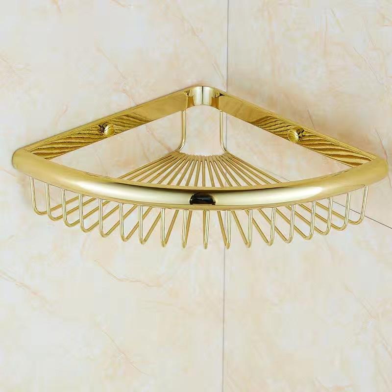 Wall Mounted Gold/Chrome/Rose Gold Bathroom Corner Shelf  Solid Brass Chrome Bathroom Accessories