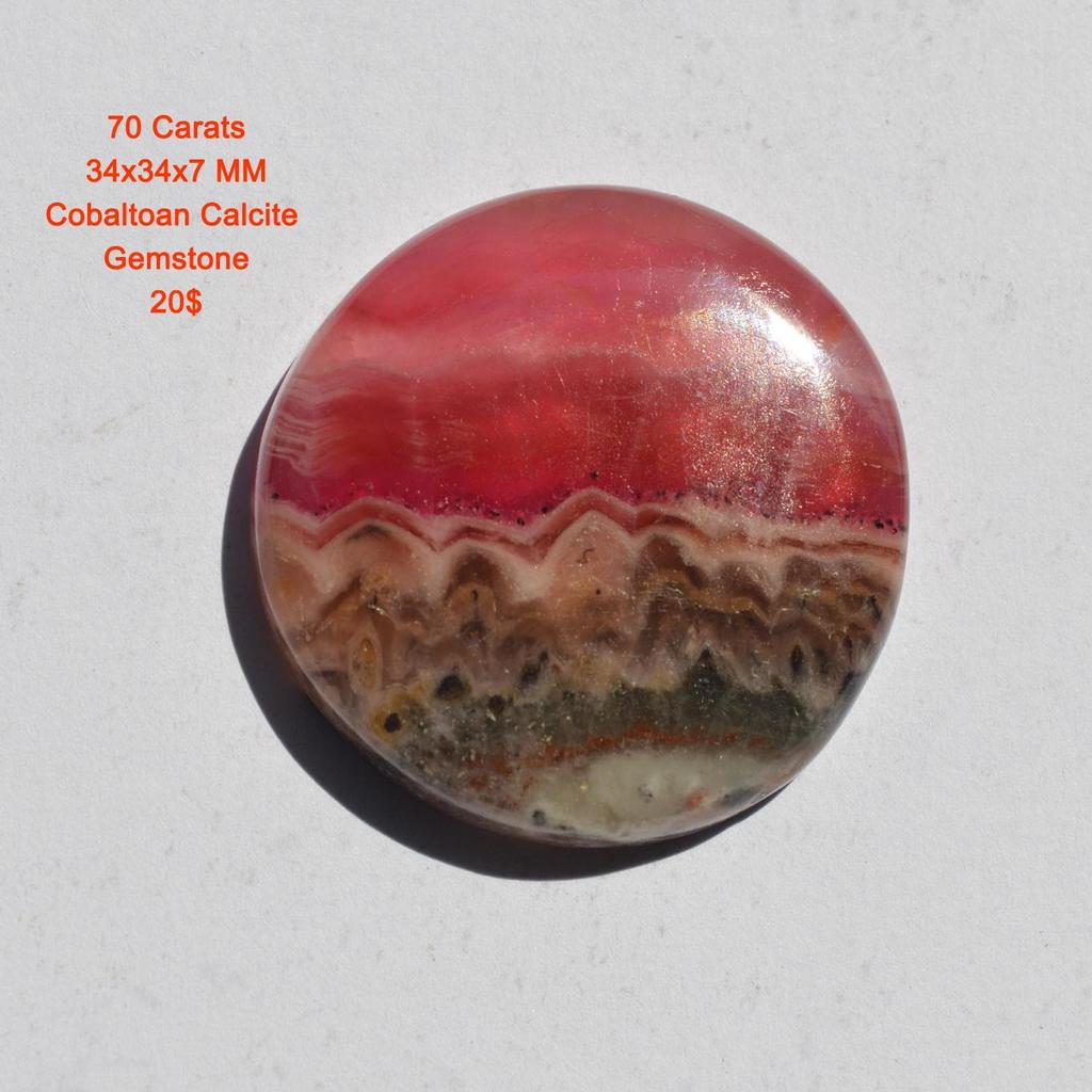 70 Cts Pink Natural Cobaltoan Calcite Gemstone Cabochon, Top Quality Semi Precious Loose Stone, Jewelry Making Stone 34x34x7 MM