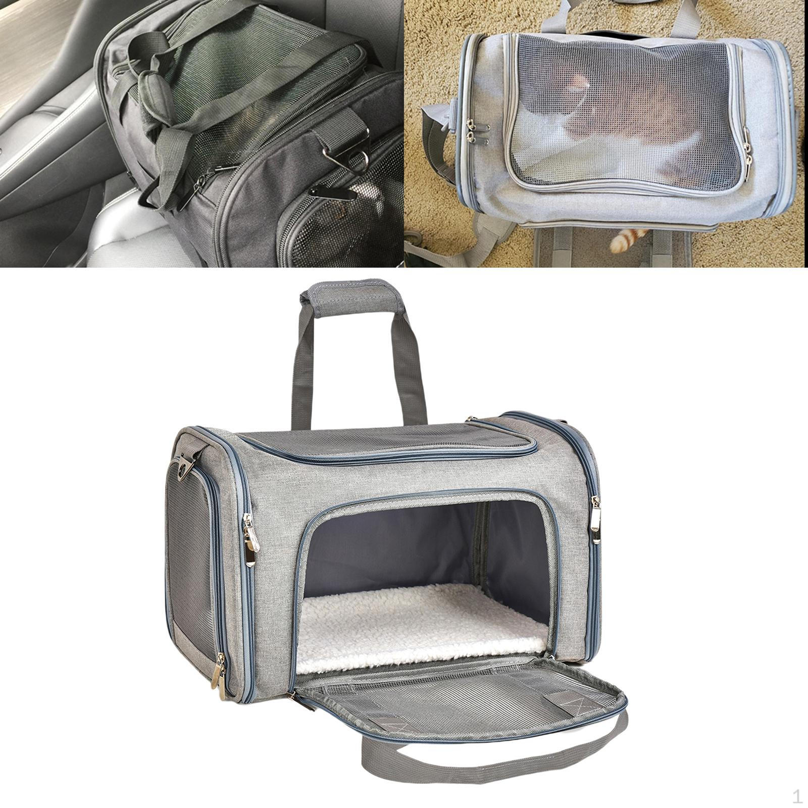 

PVC Pet Carrier Backpack Carrying Box with Handles W / Lock Zippered Bag Foldable Cage Easy