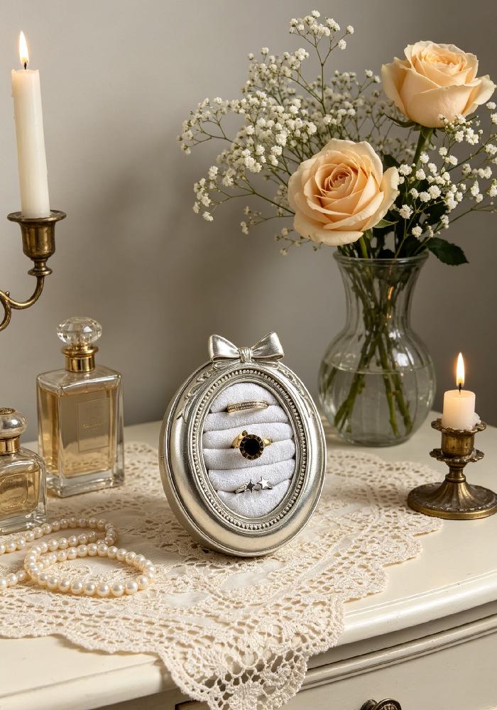 European Vintage Jewelry Stand & Photo Frame Ring Holder Display Prop