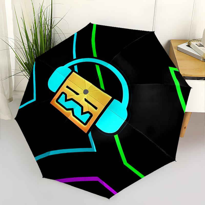 Geometry Dash Fashionable Automatic Opening/Closing Folding Umbrella. Portable and Foldable, Ideal for Gift, Travel, and Daily Use.